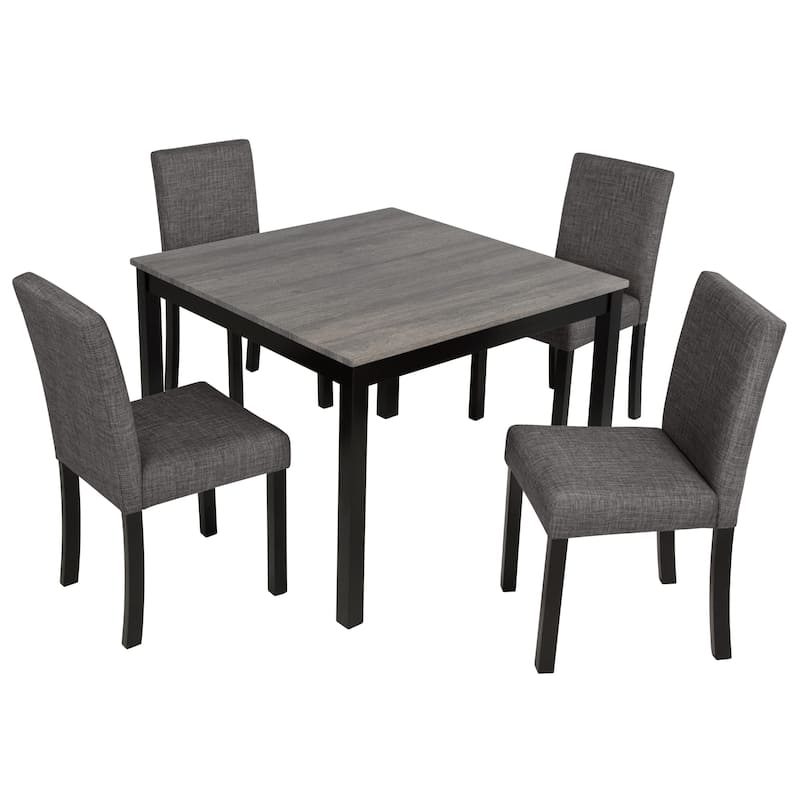 5-Piece Dining Table Set with 4 Chairs, Dining Table Set for 4 with Chairs, Wooden Dining Table Set for Kitchen, Dining Room
