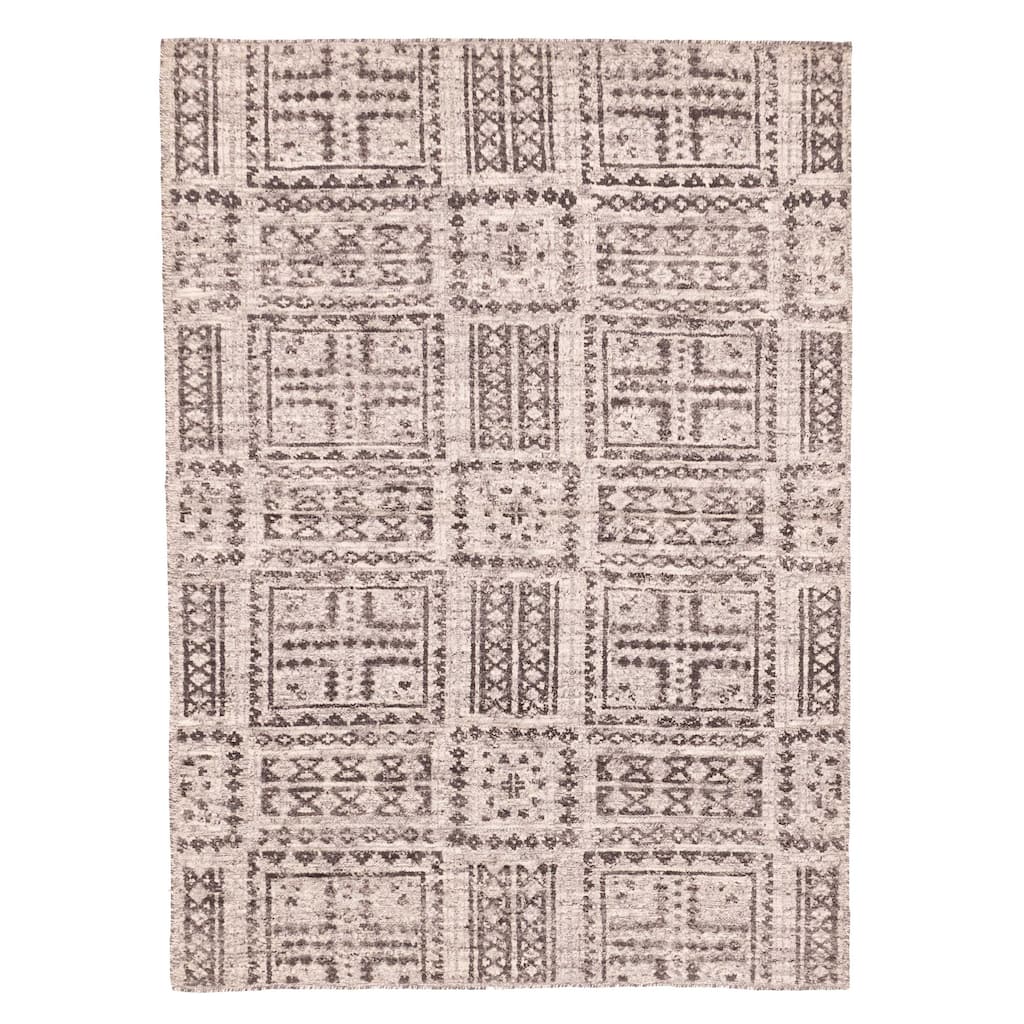ECARPETGALLERY Hand-knotted Tangier Grey Wool Rug - 5'5 x 7'7