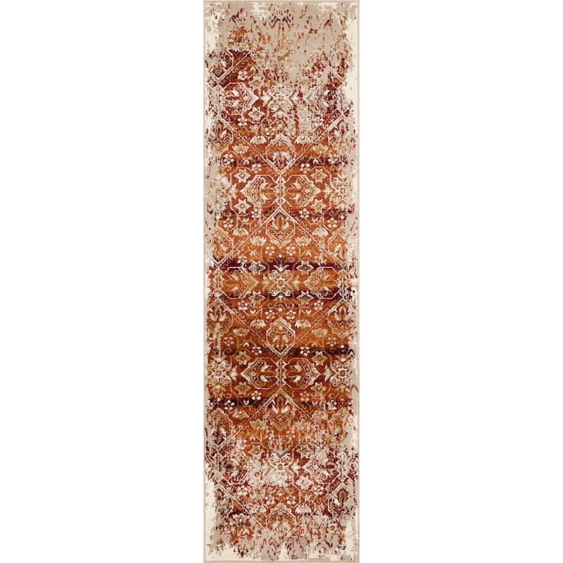 Domani Marrakesh Vintage Medallion Rug - 2'2" x 7'11" Runner - Rust