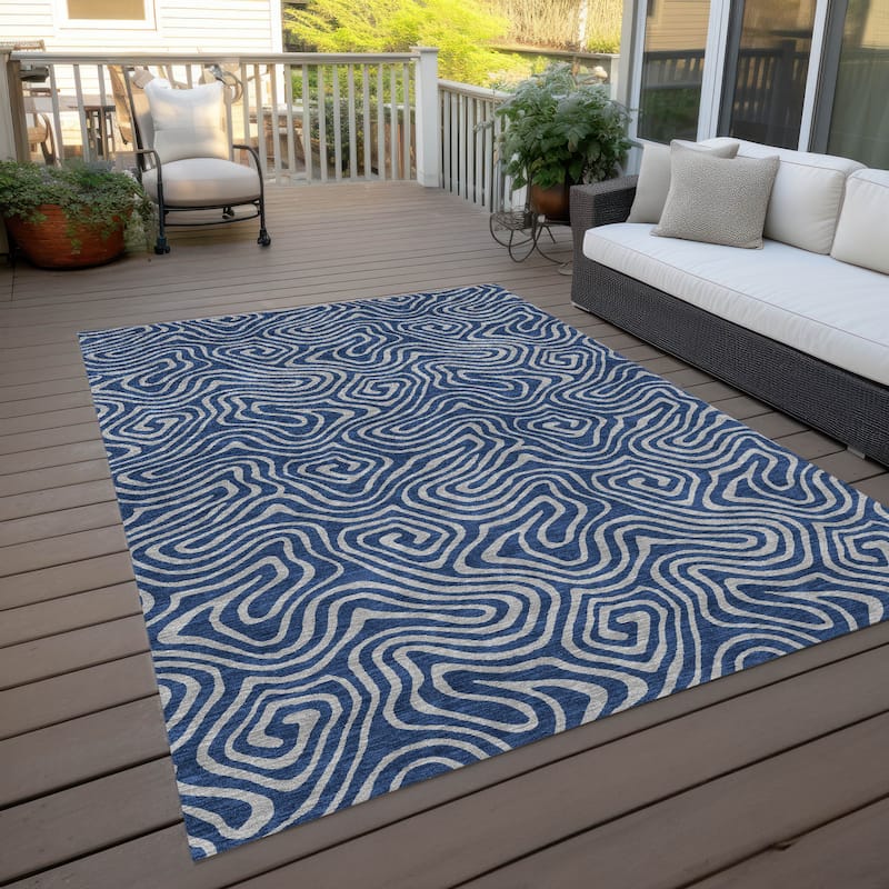 Machine Washable Indoor/ Outdoor Modern Trance Chantille Rug