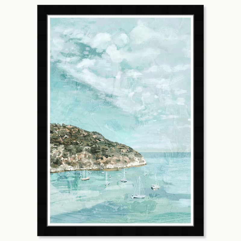 Wynwood Studio Coastal Side Sailing Framed Beachfront Coastal Prints - 15 x 21 - Black