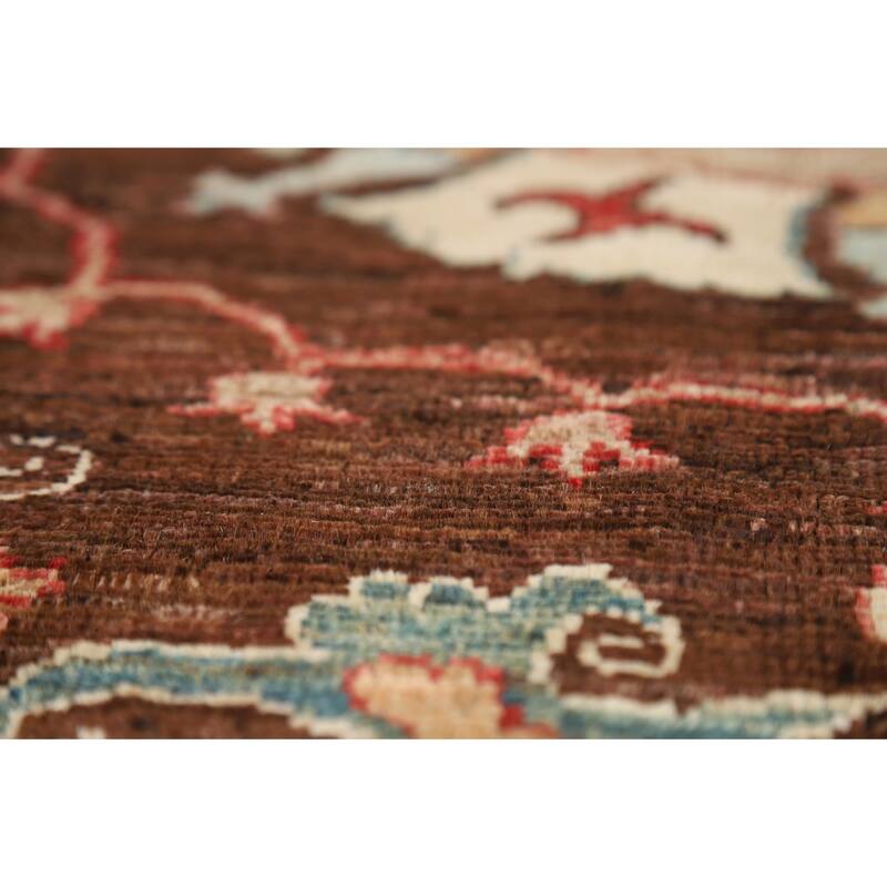 Brown Vegetable Dye Ziegler Oriental Area Rug Handmade Wool Carpet - 7'3" x 9'10"