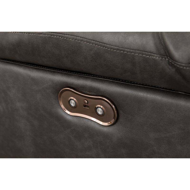 Hathrone 98.5" Wide Vegan Leather Power Reclining Sectional with LED, USB and SubWoofer Sound System