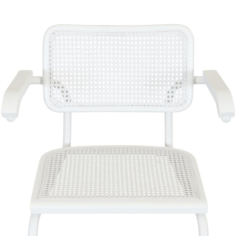 Breuer Chair Company Marcel Breuer Cesca Cane Cantilever Armchair Arm Chair w/ White Steel Frame (Various Wood & Cane Colors)