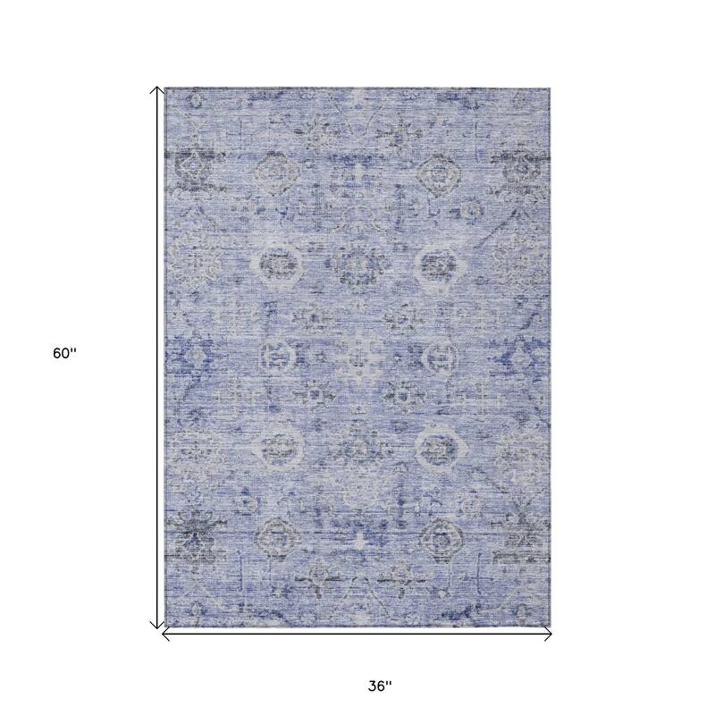 HomeRoots Damask Traditional Rectangle Outdoor Rug