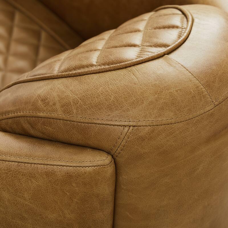Mid-century and Modern Top Grain Leather Accent Arm Chair