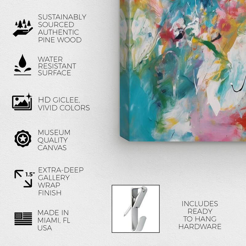Wynwood Studio Abstract Retro Fest Blue and Teal Modern & Contemporary Wall Art Canvas Print