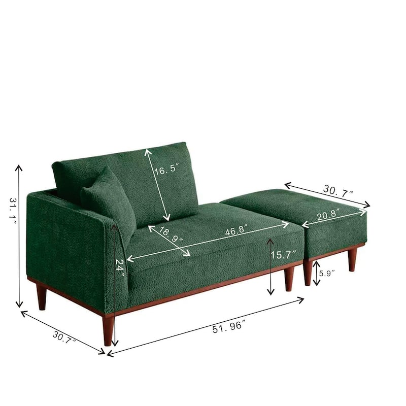 Upholstered Chaise Lounge and Stool for Living Room Bedroom, Quick assembly and maintenance Round wooden legs