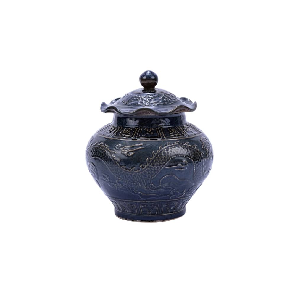 Carved Dragon Lotus Decorative Jar