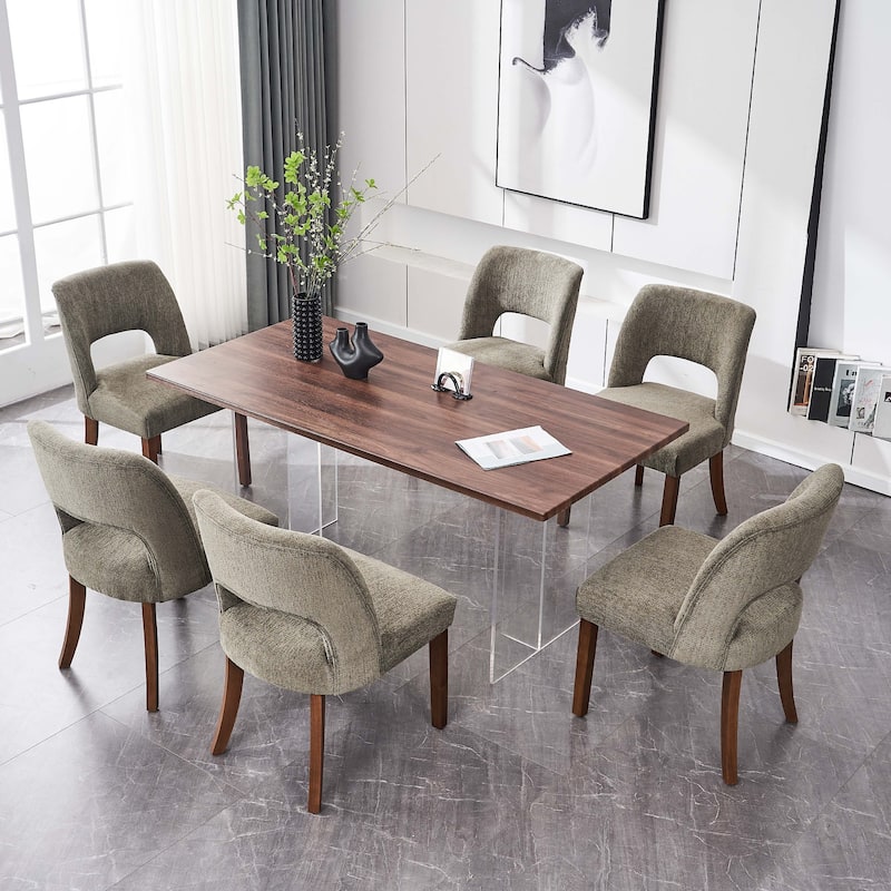 Dining Chairs Set of 2/4/6,Fabric Upholstered Kitchen Chairs with Wood Legs