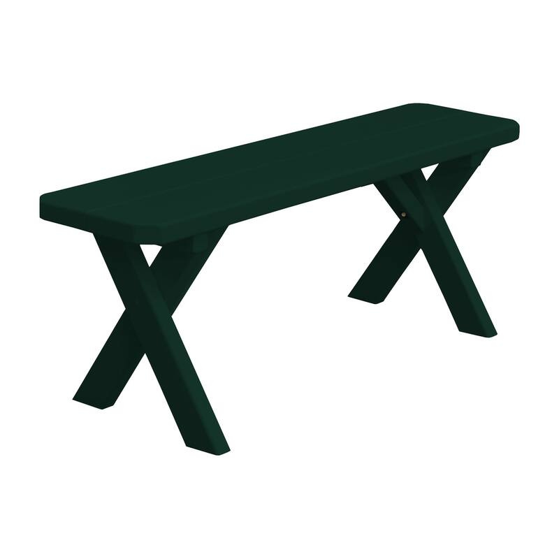 Pine 4' Crossleg Bench - Dark Green