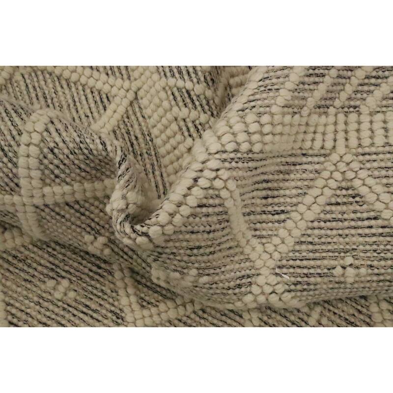 Hand Knotted Oriental 100% Wool Carpet Modern Geometric Beige & Ivories Modern Gotti Design Area Rug - 7' 4'' X 4' 10''