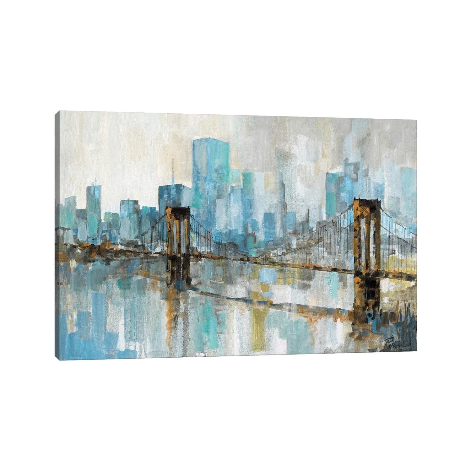 iCanvas "Teal City Shadows" by Ruane Manning Canvas Print