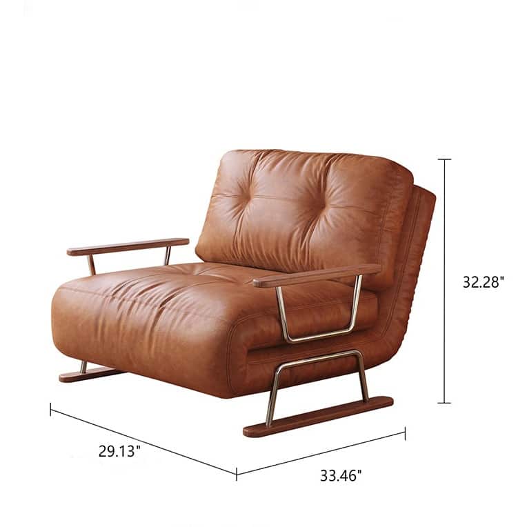 JASIWAY Brown Eco-Leather Folding Sofa Bed for Small Spaces
