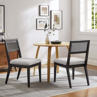 Nimba Faux Rattan Fabric Dining Chairs Set of 2