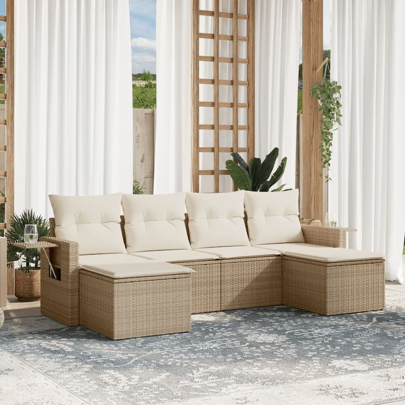 vidaXL Garden Sofa Set - Beige and cream Without table