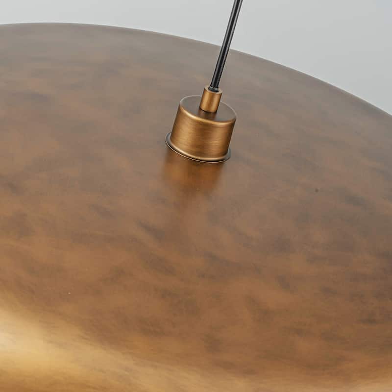 1-Light Modern Vintage Brown Dome Pendant Light for Kitchen Island - 23.6 in. W x 6.3 in. H
