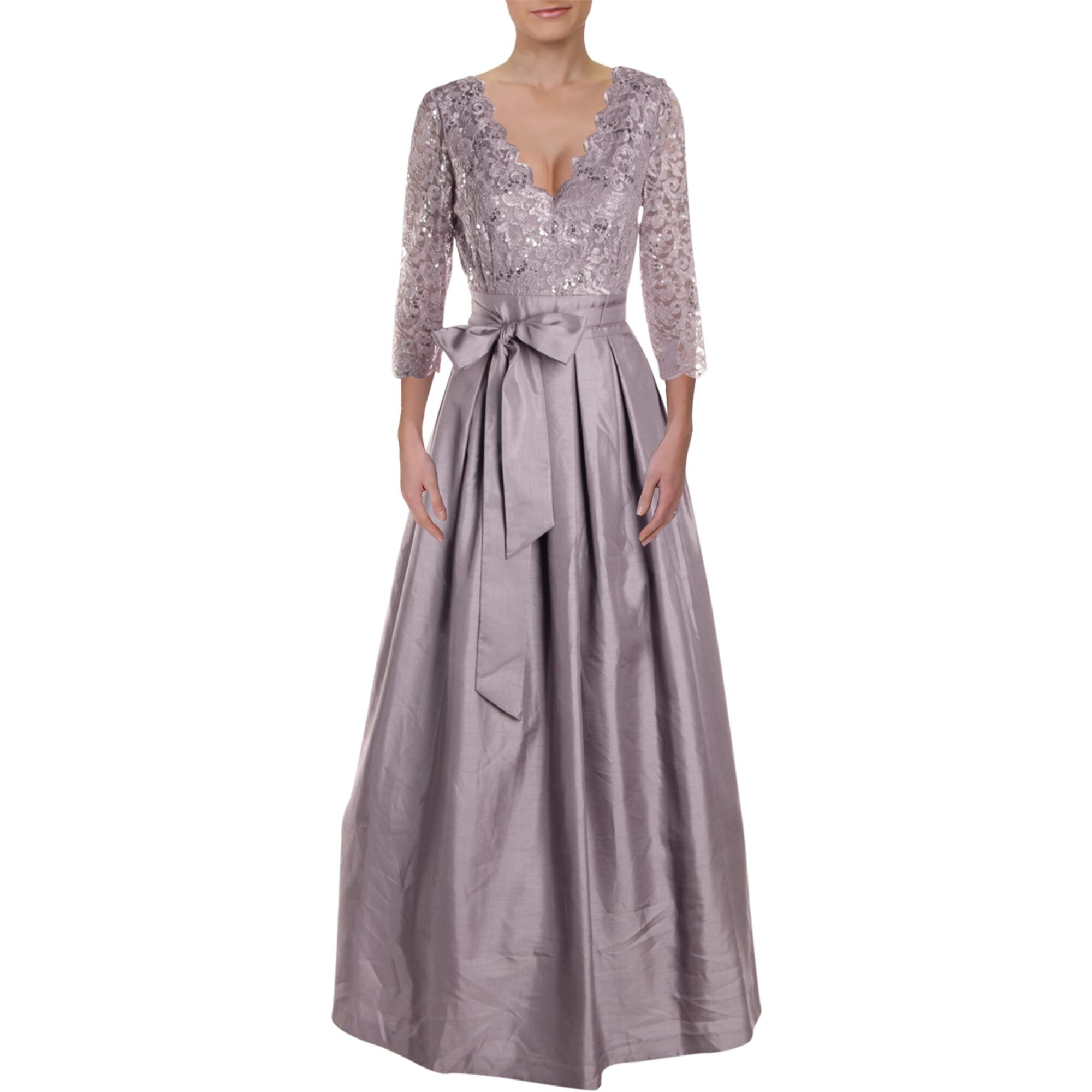 jessica howard lace and taffeta surplice ball gown