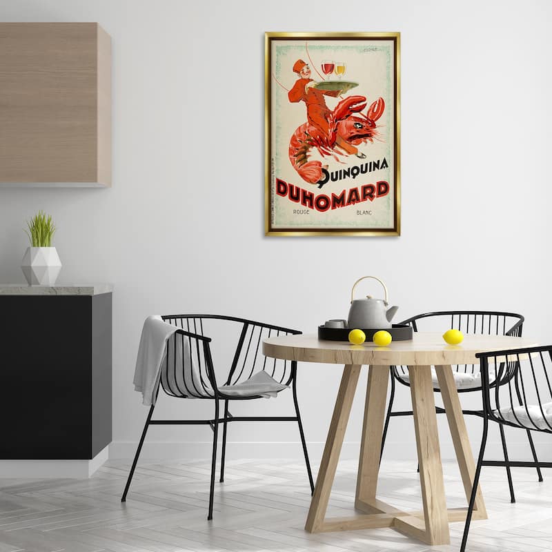 Stupell Vintage Lobster Advertisement Framed Floater Canvas Wall Art Design By Marcus Jules