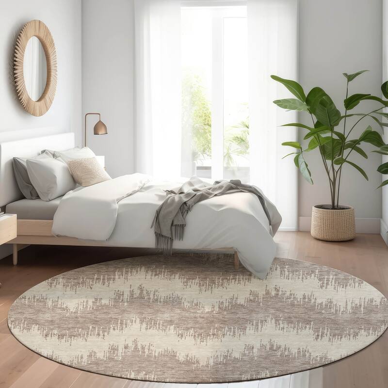 Premium Washable Super Soft Farmhouse Chevron Mayfield Rug - Taupe - 8' x 8'