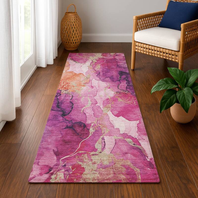 Premium Washable Super Soft Modern Contemporary Mayfield Rug - Garnet - 2'3" x 7'6"
