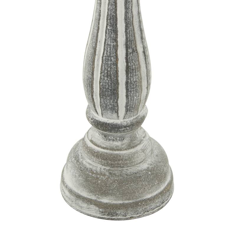 Wooden Distressed Turned Decorative Candle Holder - Set of 3 Gray, Brown, Blue, Green - Roche River Decor