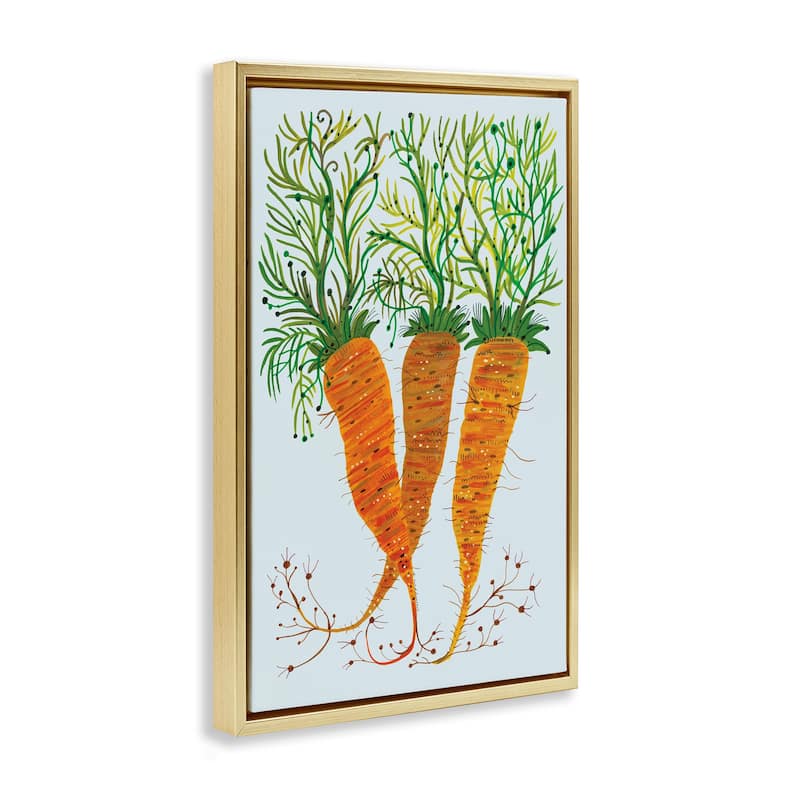 Stupell Whimsical Garden Carrots Framed Floater Canvas Wall Art Design By Kay Widdowson