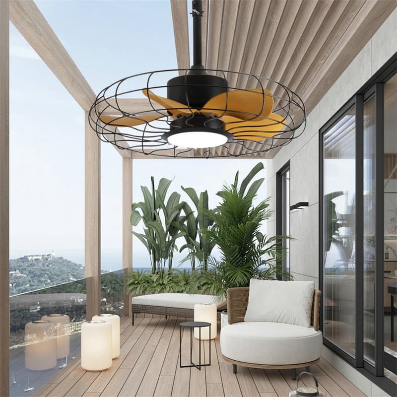 23" Ceiling Fan with Lights, IP65 Waterproof Fan with Remote Control with 3CCT 6-Speeds