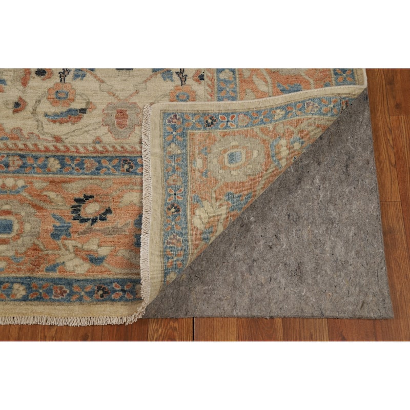 Hand Knotted Oriental 100% Wool Carpet Transitional All-Over Beige & Ivories Oushak Area Rug - 11' 10'' X 9' 0''