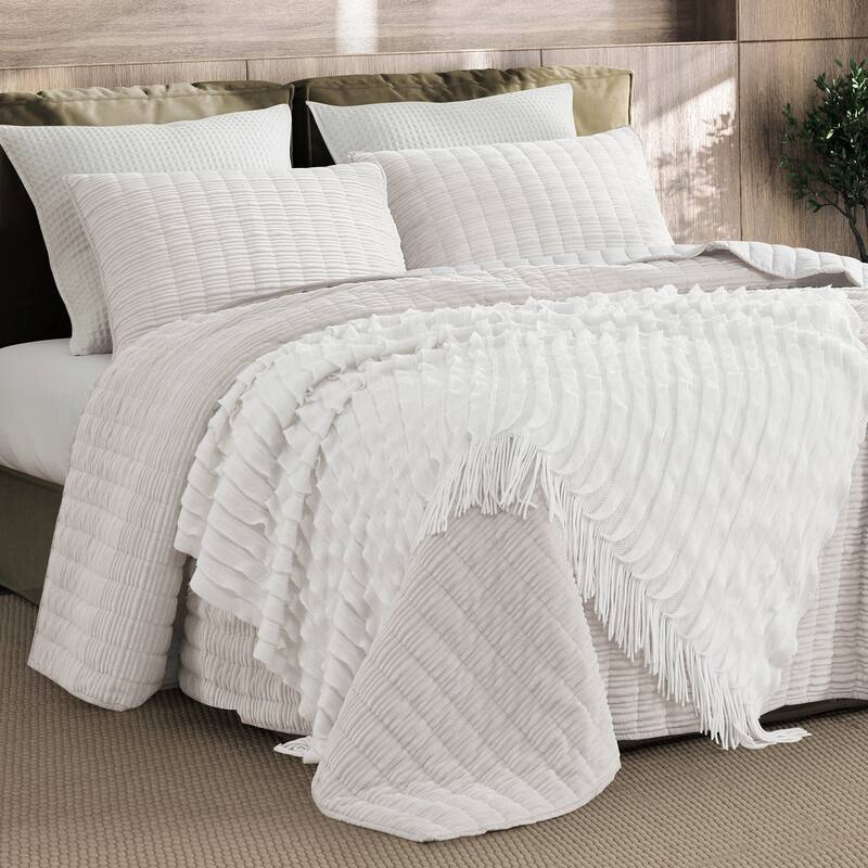 Wonderful Velvet 3 Piece Quilt Set - 23001 Beige - King