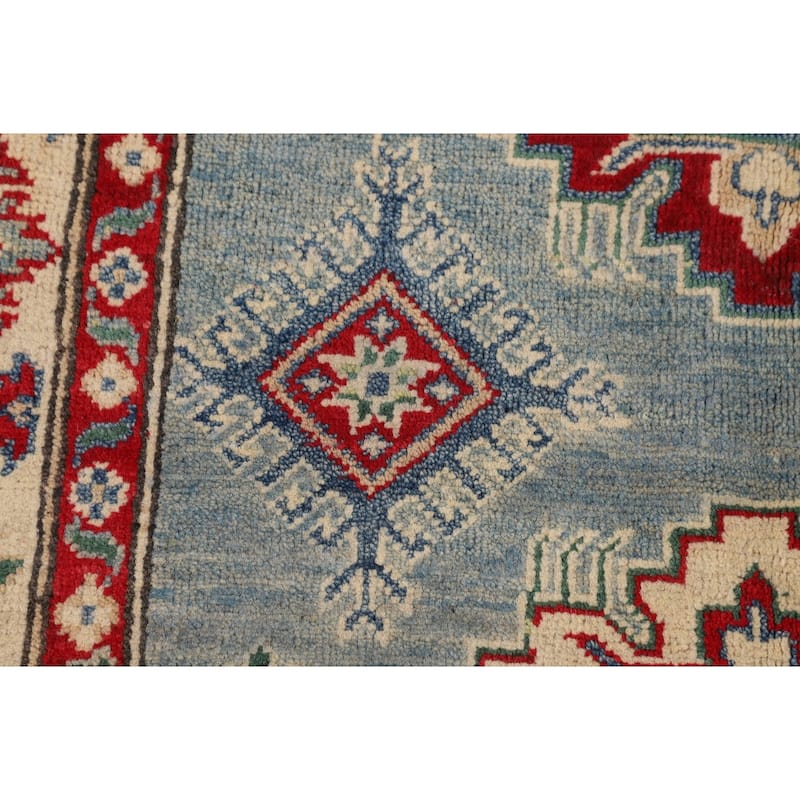 Kazak Rug Handmade Oriental Blue Wool Carpet - 3'10" x 6'0"