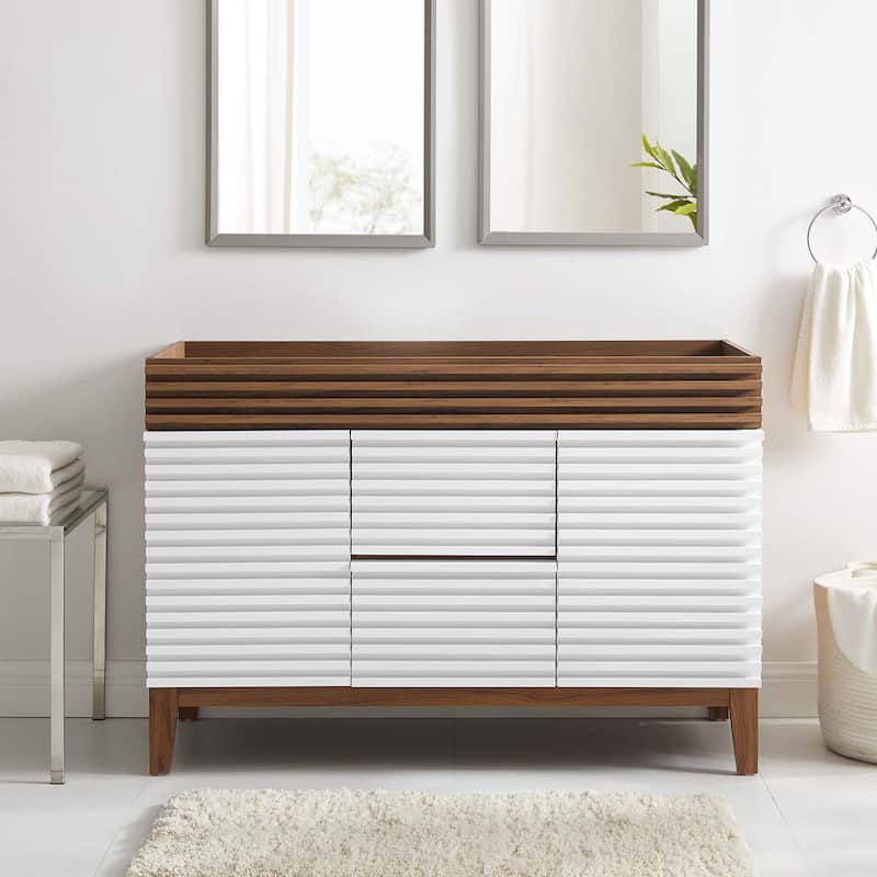 Render 48" Double Sink Compatible (Not Included) Bathroom Vanity Cabinet - White Walnut