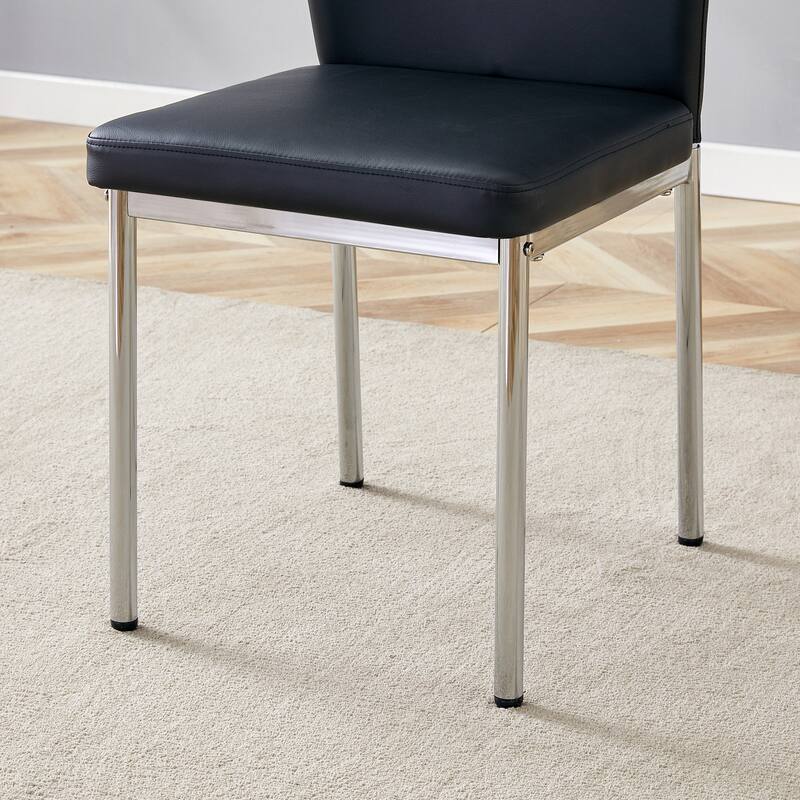 Luxury Simple Chair-Set Of 6 Dining Chair With Metal Leg.The Chair Back Has A Vertical Stripe Design