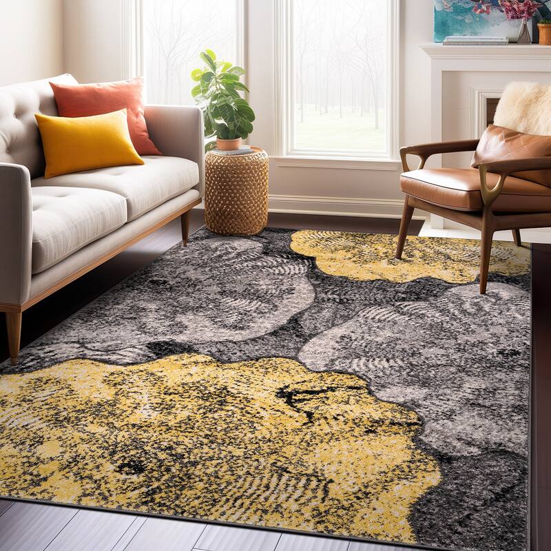 World Rug Gallery Contemporary Floral Design Black Area Rug