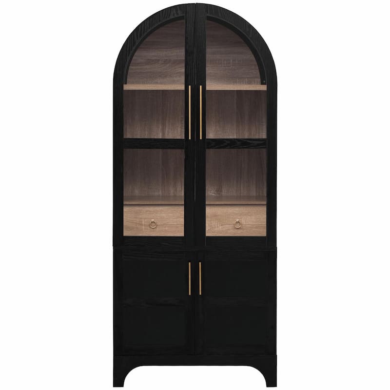 71" Tall Arched Kitchen Pantry Cabinet with Door Shelves
