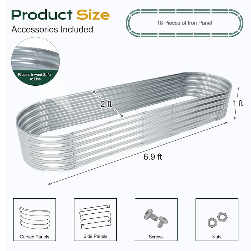 Aoodor Galvanized Raised Garden Bed Kit for Vegetables, Flowers, Herbs