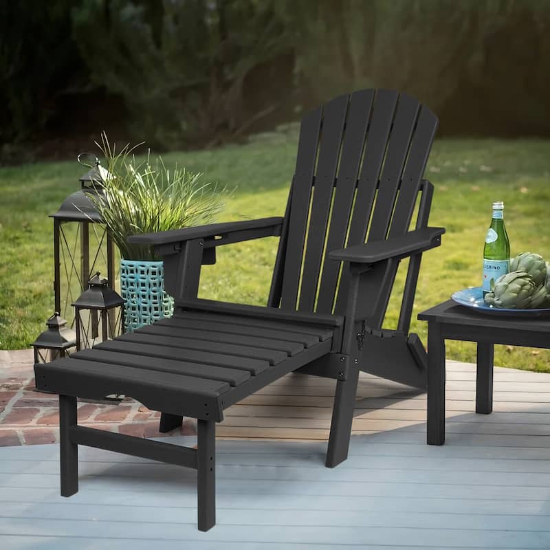 Vrakae Folding and Adjustable Adirondack Chair with Ottoman