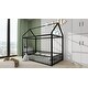 preview thumbnail 10 of 8, Black Twin Size Metal House Bed Frame with Fence and Roof for Kids, Teens, Girls, Boys