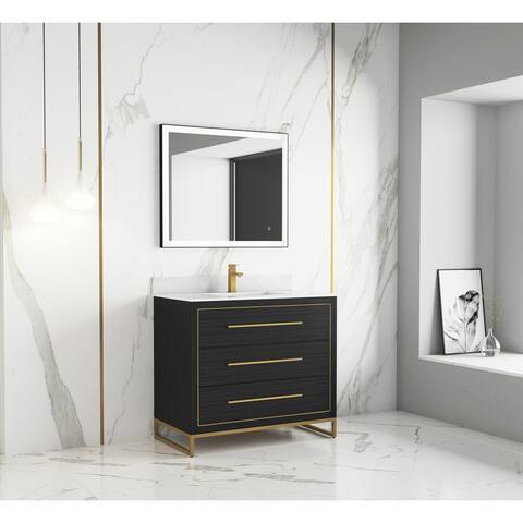 None Barsalona 48" Bathroom Vanity Dawn grey Finish , Golden Brass Hardware