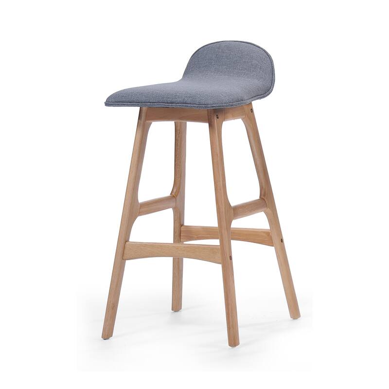 Mid-Century Modern Upholstered Barstools - Set of 2, Low-Back Fabric Stools for Kitchen & Bar