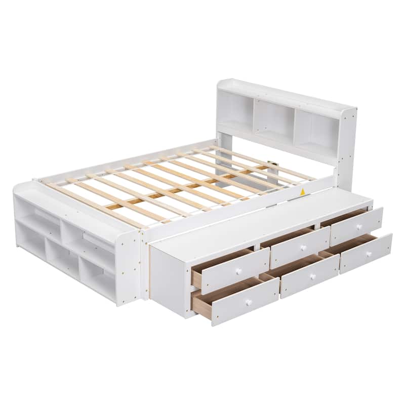 Bed with Under bed Storage Drawers and Bed End Storage Case