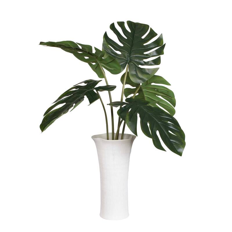Uttermost Muse Monstera White Vase Centerpiece - 36.00" W x 36.00" H x 36.00" D