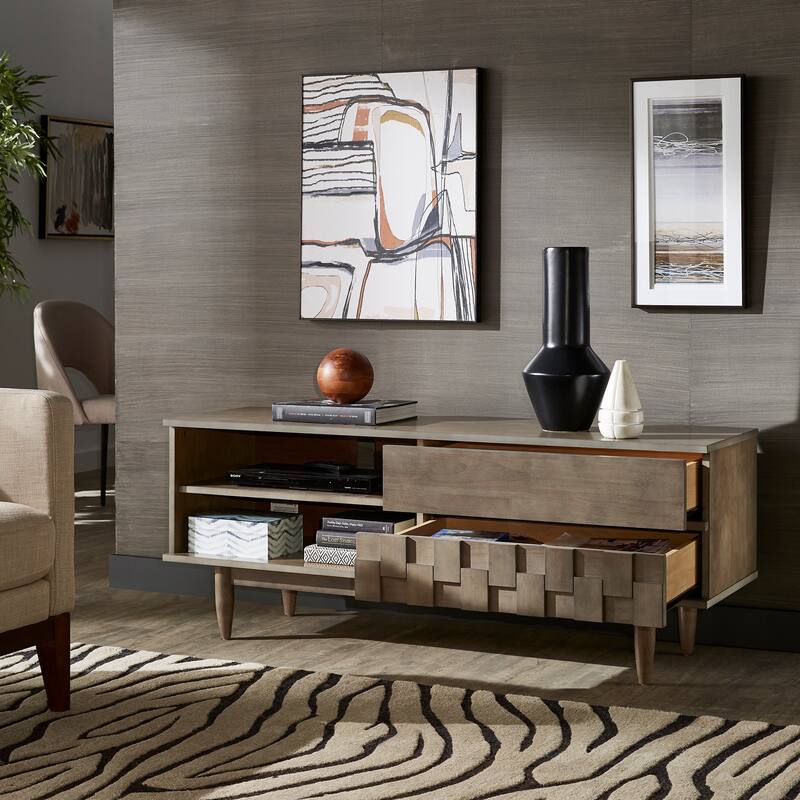Kieran Mid-Century Wood 2-Drawer TV Stand by iNSPIRE Q Modern - 59-Inch