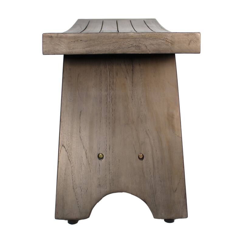 CoastalVogue Serenity Antique Gray 35" Teak Shower Bench with Shelf - 36