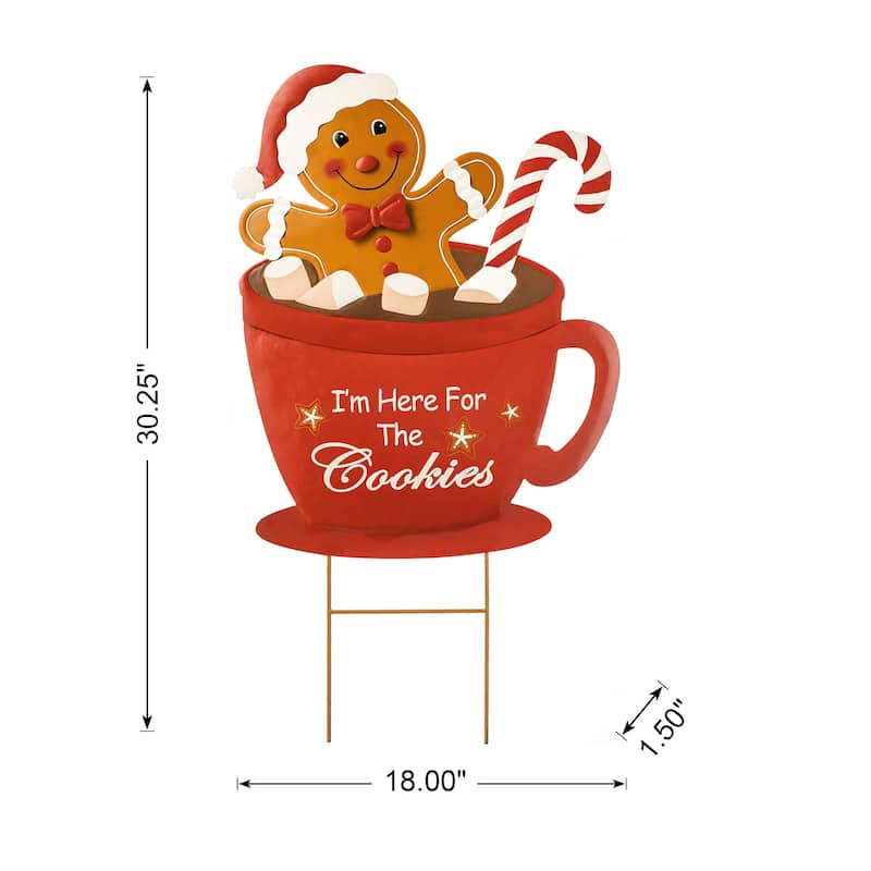 Glitzhome Christmas Gingerbread Boy Girl Yard Stakes Standing Hanging Decoration