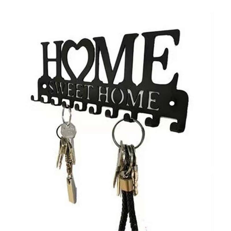 Wall Key Holder Retro Metal Handmade Iron Hooks Entrance Storage - 10.11" x 3.54"