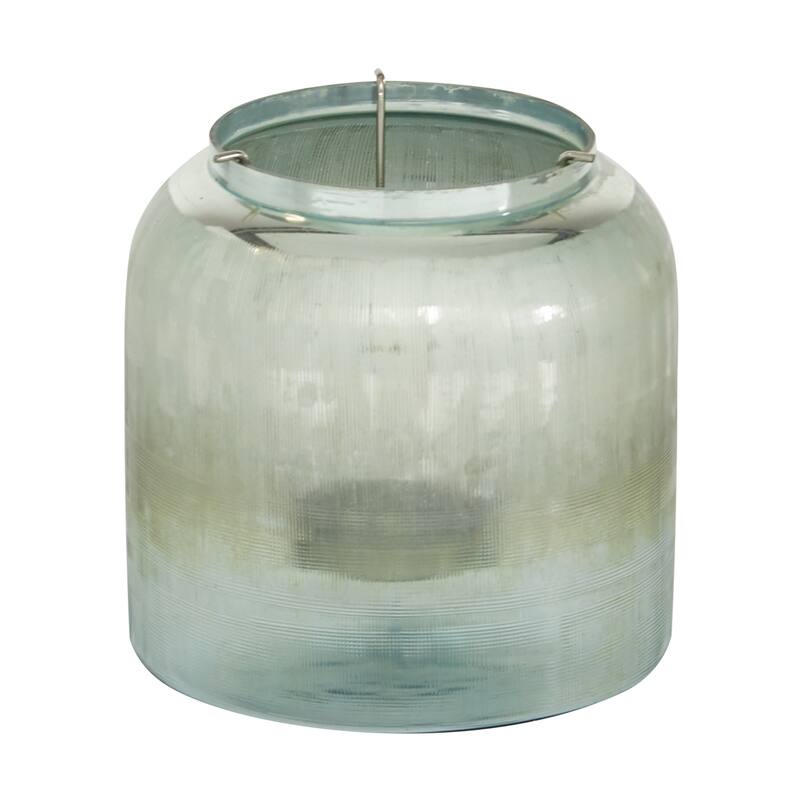 Turquoise Glass Contemporary Candle Holder 8 x 7 x 7 - 7 x 7 x 8Round