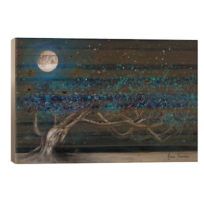 Glowing Midnight Tree Print On Wood by Ashvin Harrison - Multi-Color