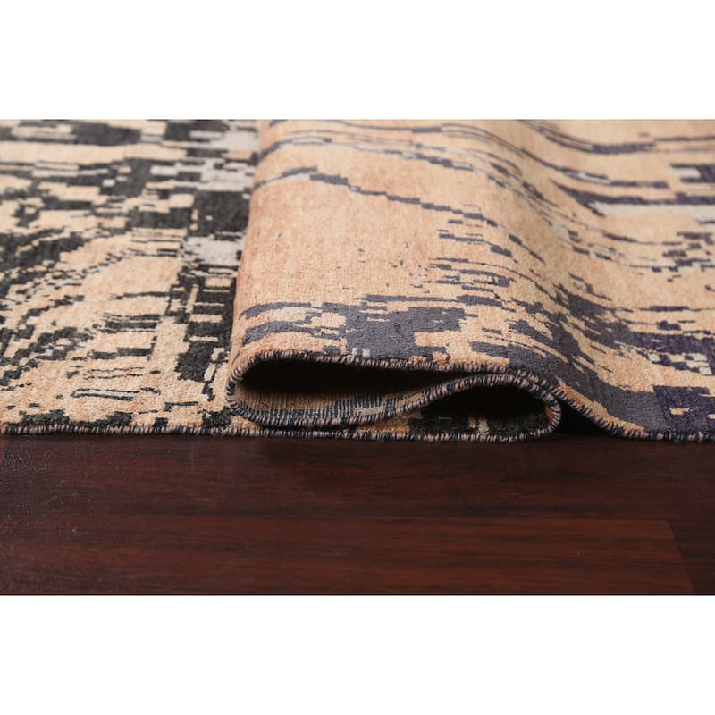 Abstract Contemporary Oriental Wool Area Rug Hand-knotted Foyer Carpet - 5'3" x 7'8"