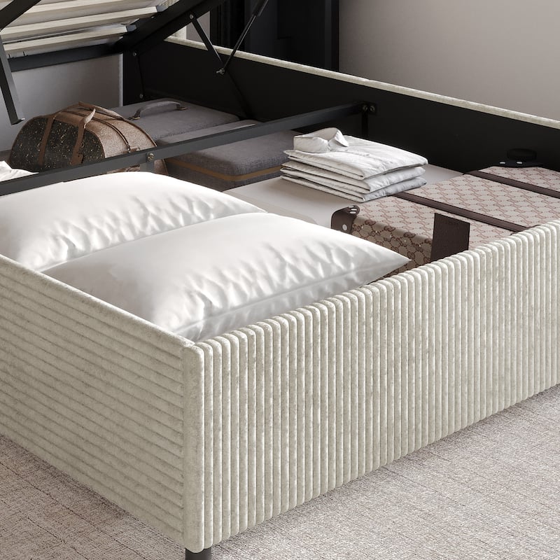 CraftPorch Luxury Wingback Platform Lift Up Storage Bed